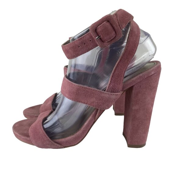 Steve Madden Womens Sz 10 Pink Dusty Rose High Block Heels Sandals Ankle Strap - Picture 1 of 8
